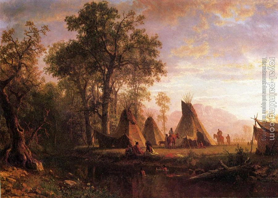 Albert Bierstadt : Indian Encampment Late Afternoon
